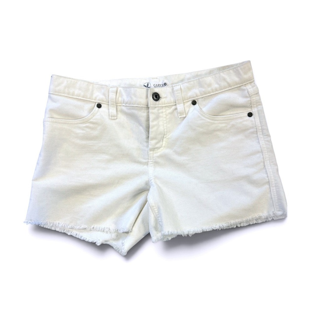 Carve Designs Oahu White Corduroy Frayed Hem Shorts Womens Size 2 Organic Cotton